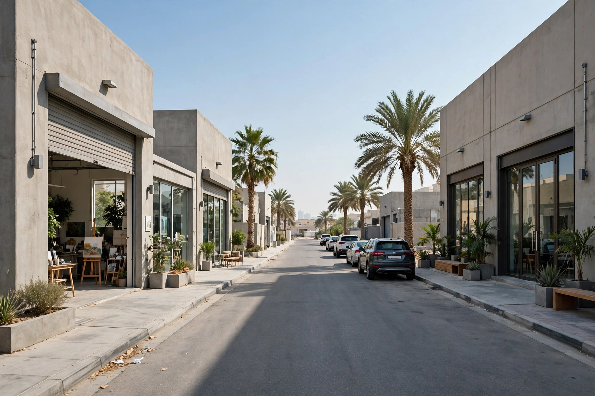 Moving truck on a villa street in Al Quoz, Dubai
