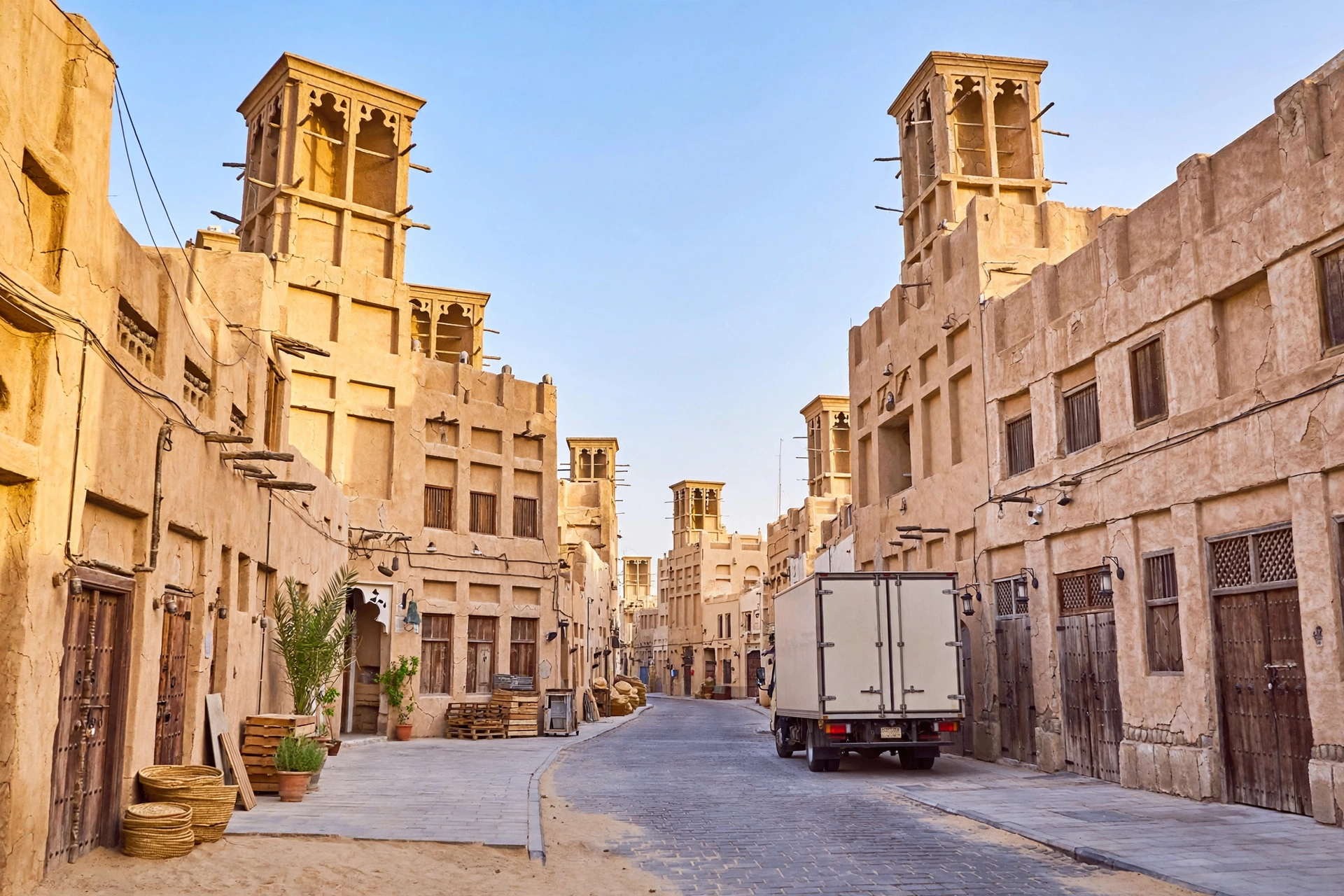 Movers loading furniture into a truck in Bur Dubai