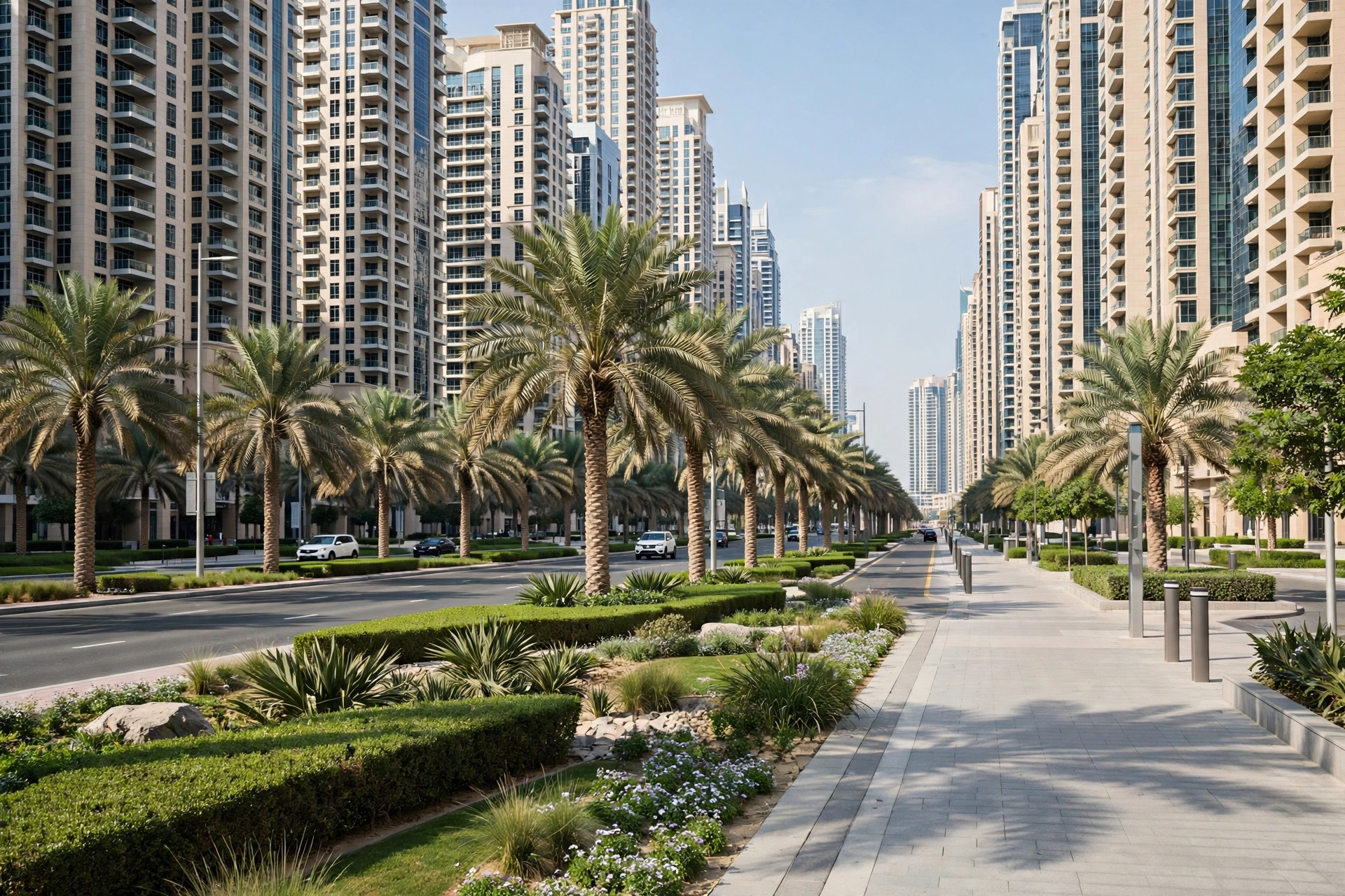 Moving truck on the Boulevard in Downtown Dubai