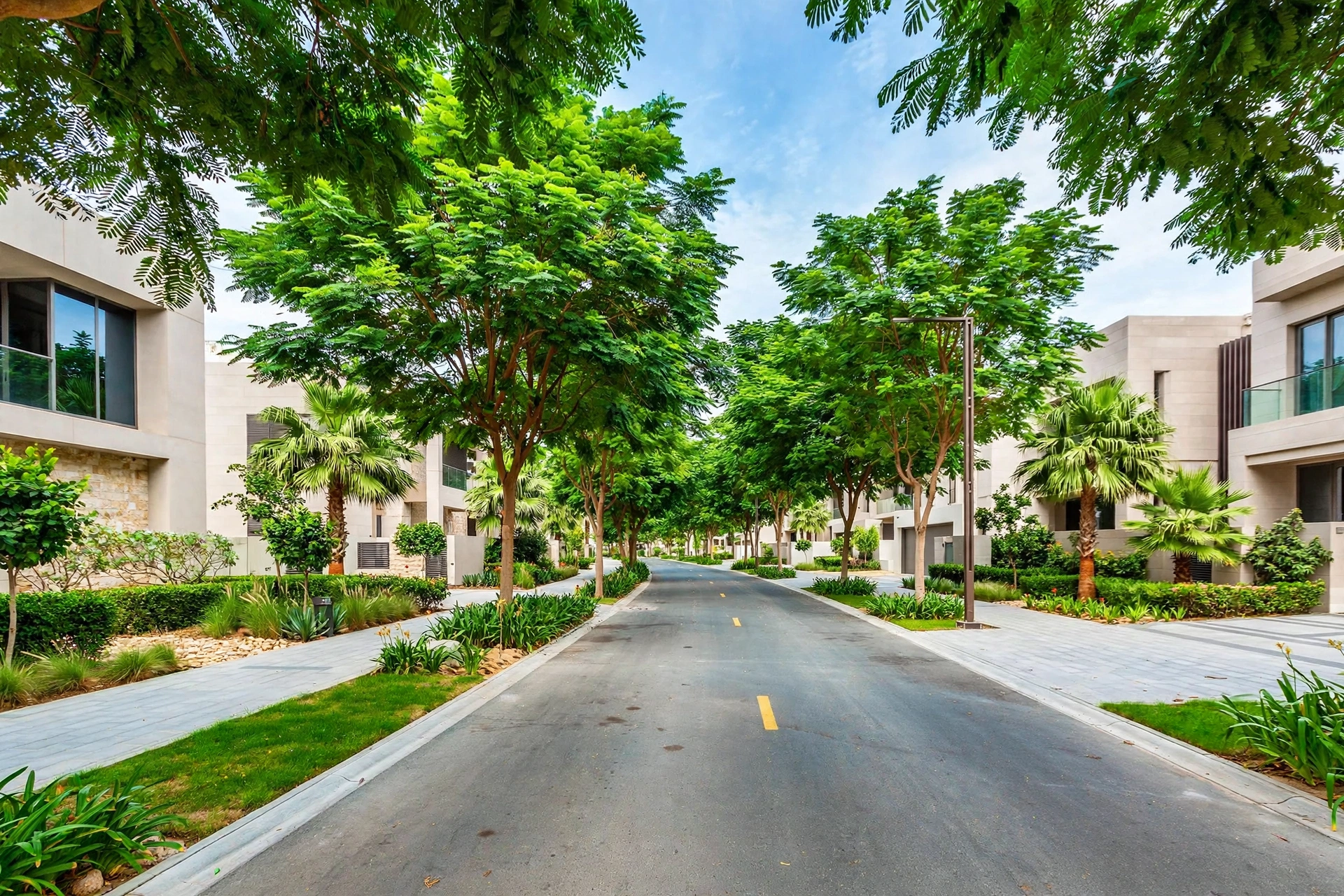 Moving truck on a street in Dubai Hills Estate