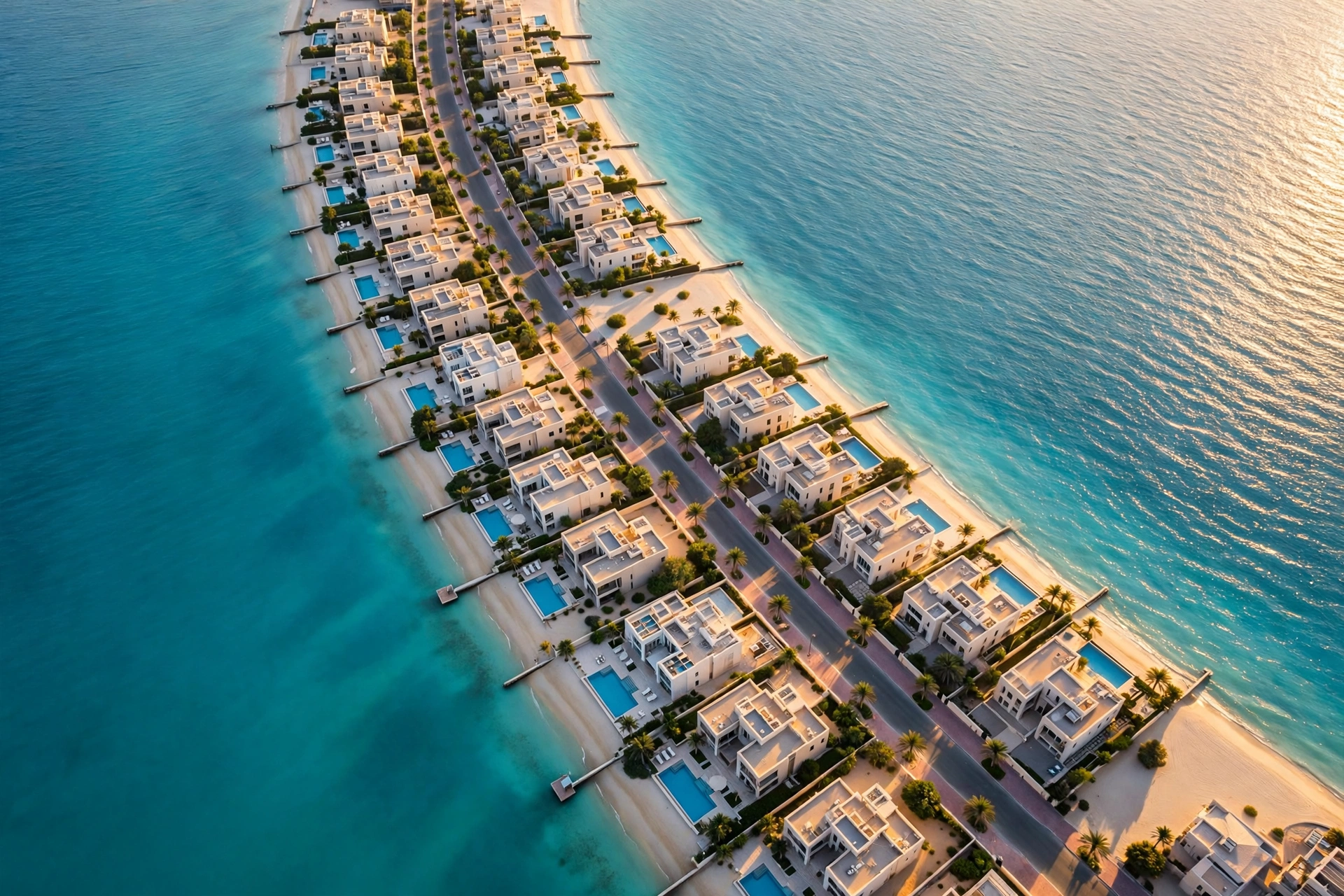 Moving truck on a Palm Jumeirah frond road