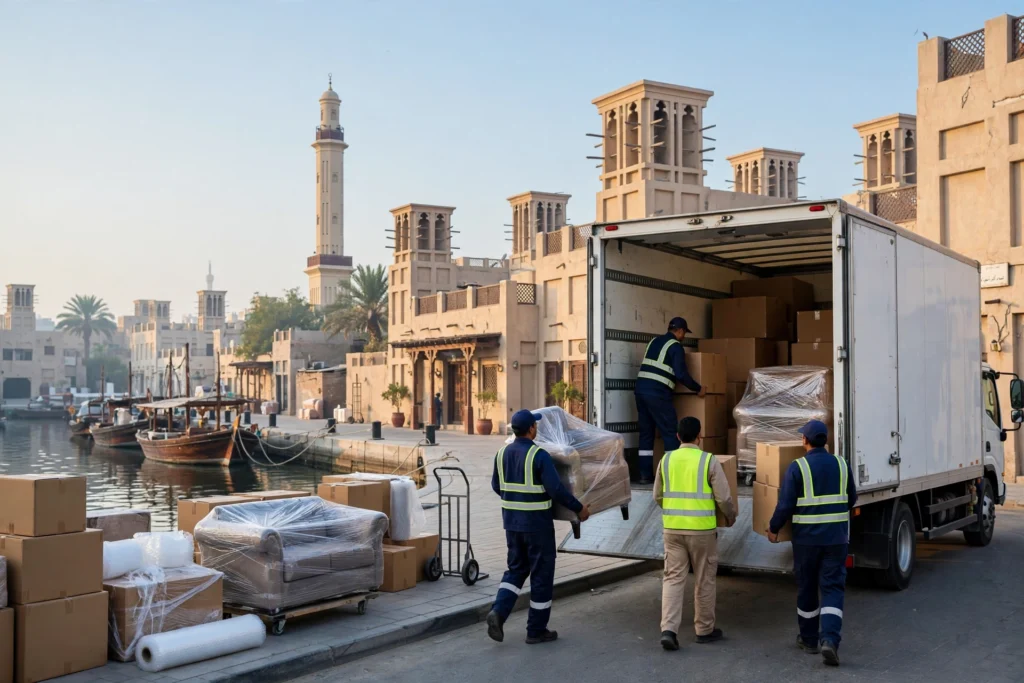 AH Movers Dubai crew loading a truck in Deira old Dubai